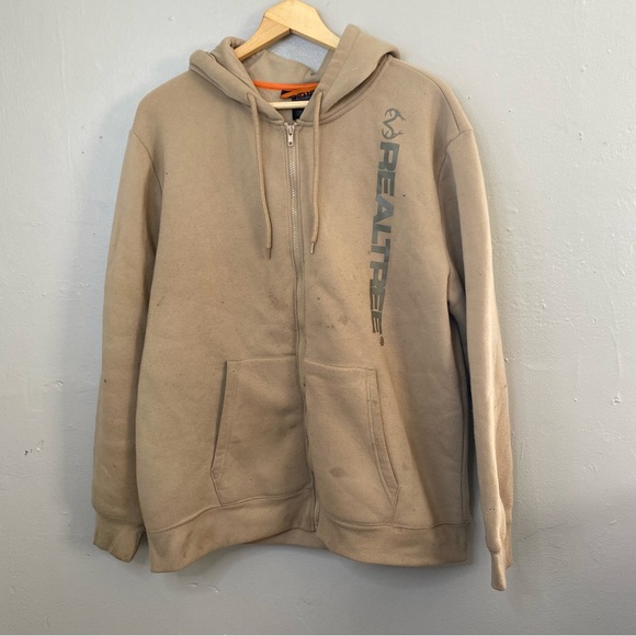 Realtree Other - RealTree Tan Zip Up Fleece Lined Hoodie Jacket Size XL